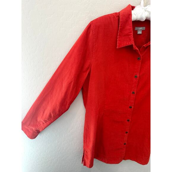 J. JILL | Orange Corduroy Button Down Shirt 100% Cotton | Size Medium - Picture 3 of 7